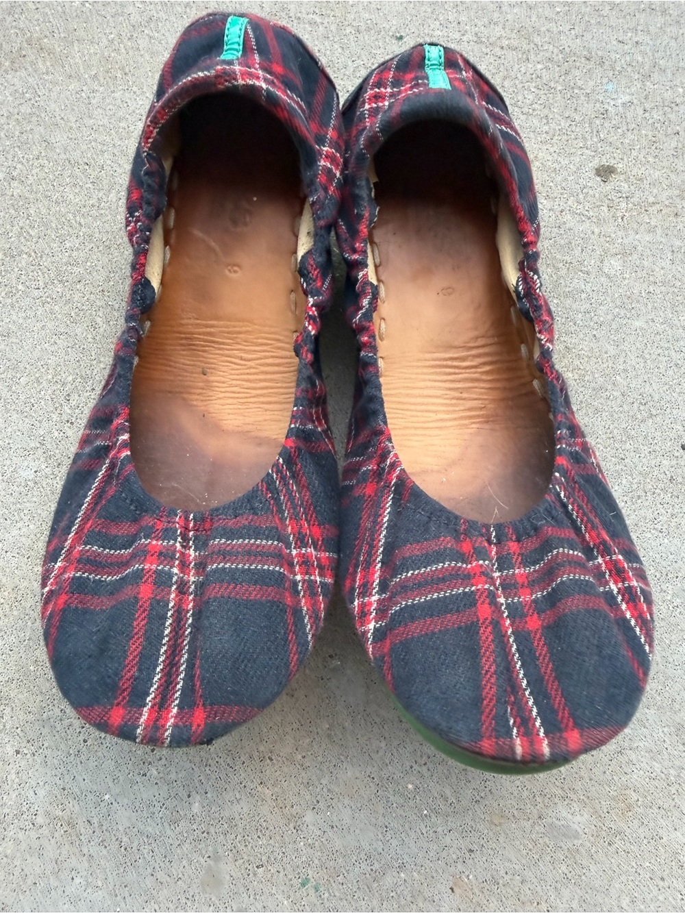 Tieks Heritage Plaid Ballet Flats Fold Up Shoes Travel Red Blue Sz 9 - Picture 3 of 9